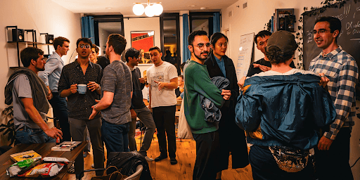 Residents and friends gathered in the Commonwell common room